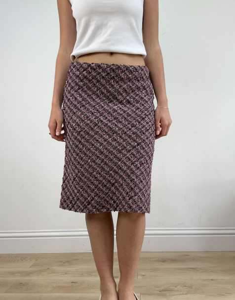 Vintage checkered midi skirt in pink - view 1