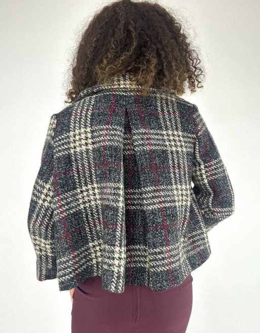 Vintage checkered peacoat in grey, 2 of 4