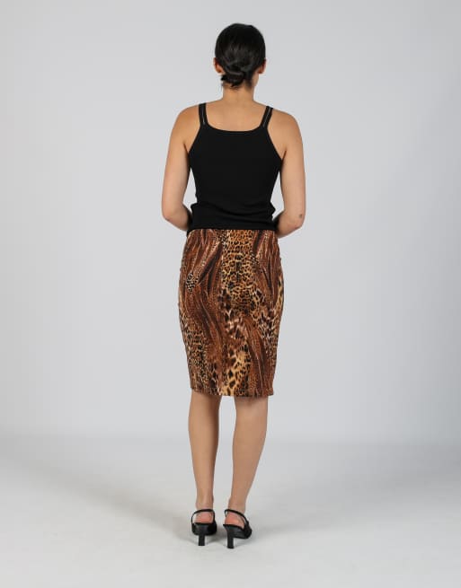 Vintage Cherimax XS woven midi skirt in brown, 3 of 4