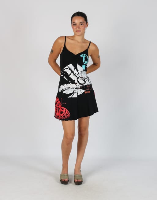 Vintage Chikiwi M woven mini dress in black