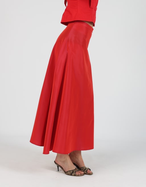Vintage Chou Chou XS woven maxi skirt in red, 4 of 4