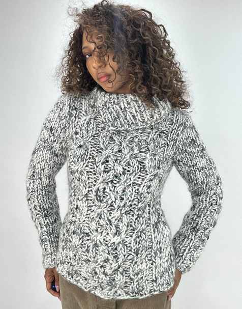 Vintage chunky knit jumper in grey - view 1