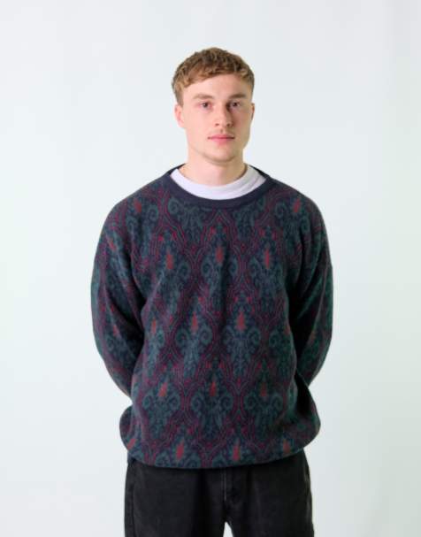 Vintage Clairborne XL Knit Sweatshirt Navy Blue - view 1