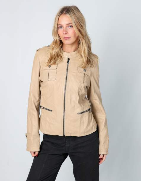 Vintage Class S leather jacket in tan - view 1