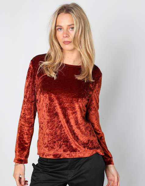 Vintage Claudia Gil S long sleeve top in orange - view 1