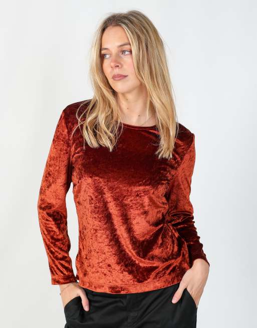 Vintage Claudia Gil S long sleeve top in orange, 3 of 4