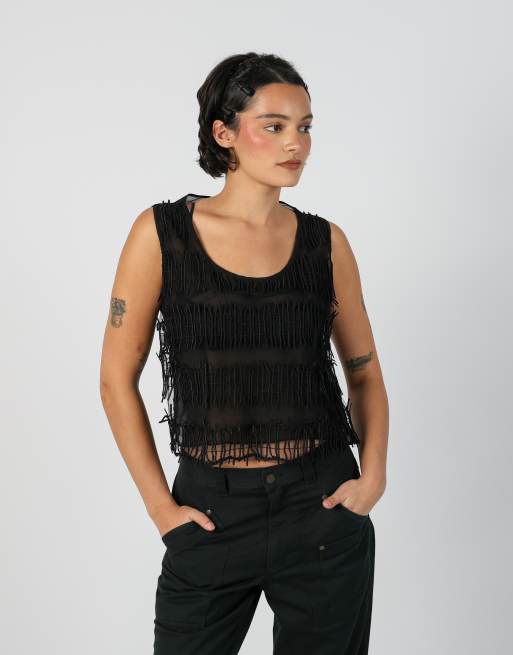Vintage Clips S woven vest in black, 1 of 4