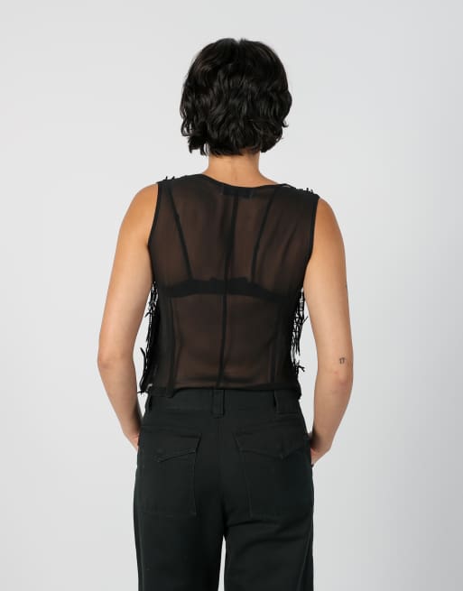 Vintage Clips S woven vest in black, 2 of 4