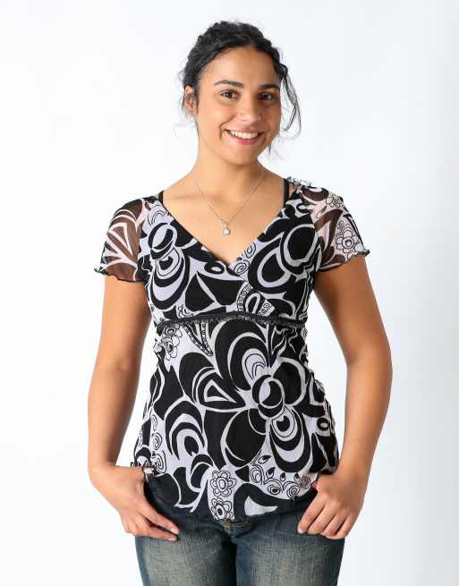 Vintage Clockhouse M mesh top black