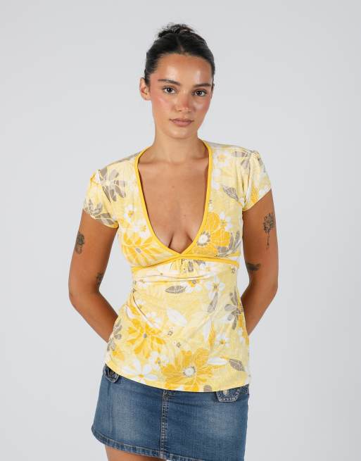 Vintage Clockhouse S blouse in yellow
