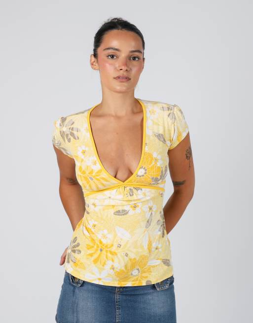 Vintage Clockhouse S blouse in yellow, 3 of 4