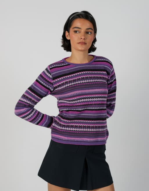 Vintage Clockhouse S knitted jumper in purple, 3 of 4