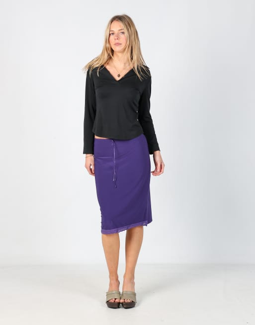 Vintage Clockhouse S woven midi skirt in purple