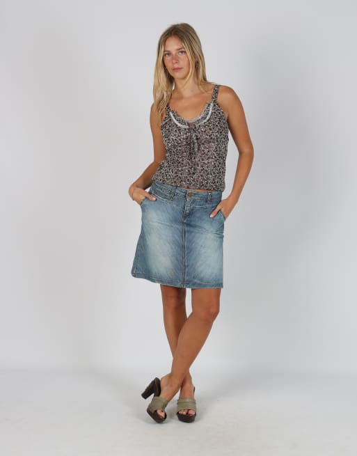 Vintage Coconuda M denim midi skirt in blue