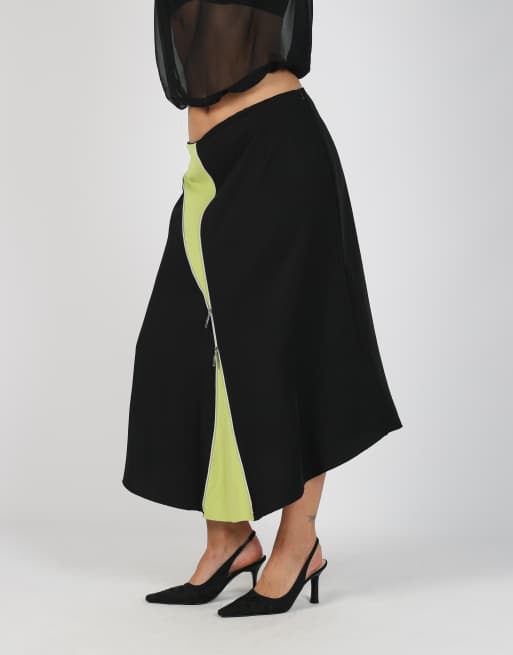 Vintage Coconuda M woven midi skirt in black, 2 of 4