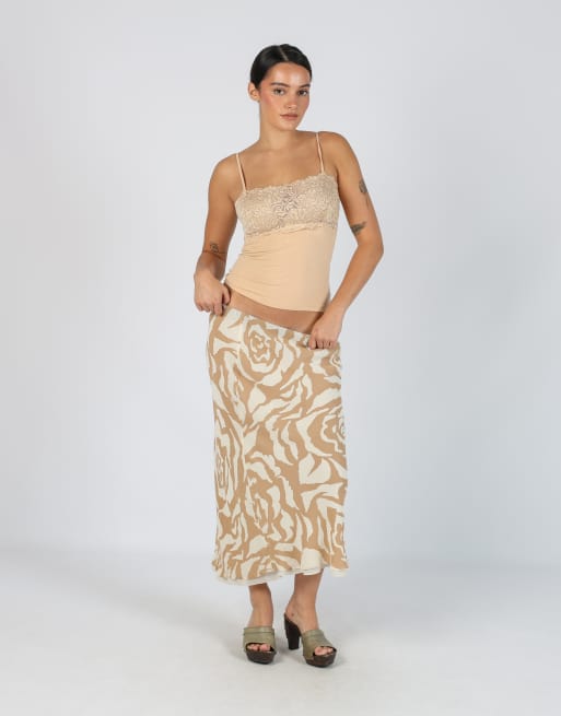 Vintage Coconuda S woven midi skirt in tan, 1 of 4