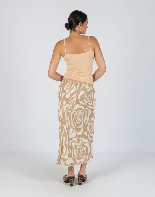 Vintage Coconuda S woven midi skirt in tan, 3 of 4