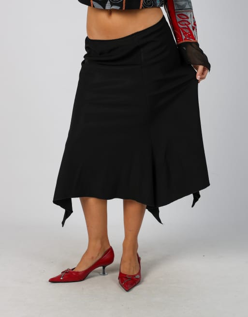 Vintage Coconuda XS woven midi skirt in black, 2 of 4