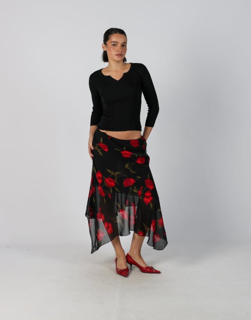 Vintage Coconuda XXS woven midi skirt in black, 1 of 4