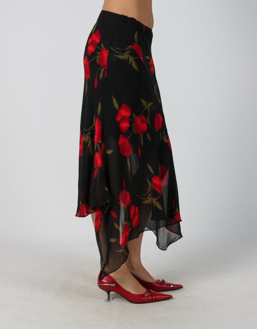 Vintage Coconuda XXS woven midi skirt in black, 2 of 4