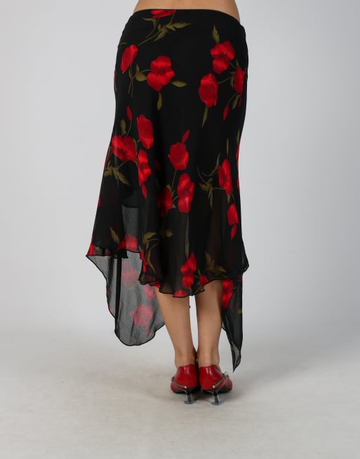 Vintage Coconuda XXS woven midi skirt in black, 4 of 4