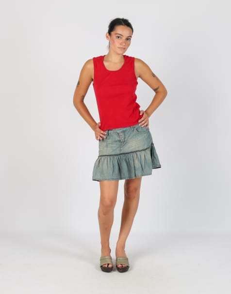 Vintage Colcci M denim mini skirt in light blue - view 1