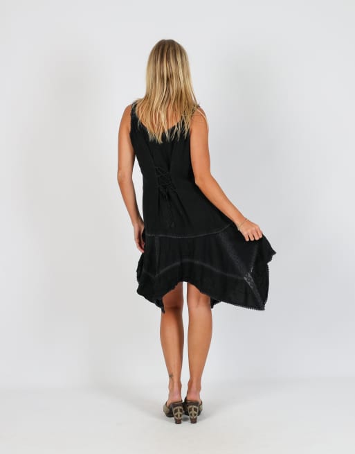 Vintage Coline S woven midi dress in black, 3 of 4