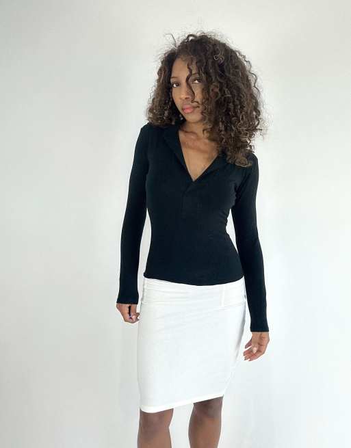 Vintage collared long sleeve top in black, 4 of 4