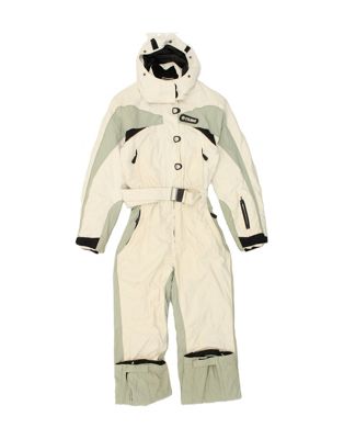 Vintage Colmar Size M Colourblock Hooded Ski Jumpsuit in Off White