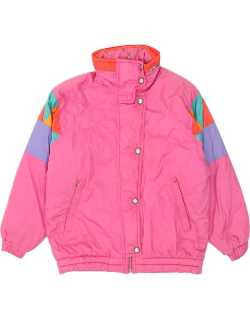 Vintage Colmar Size M Colourblock Hooded Windbreaker Jacket in Pink