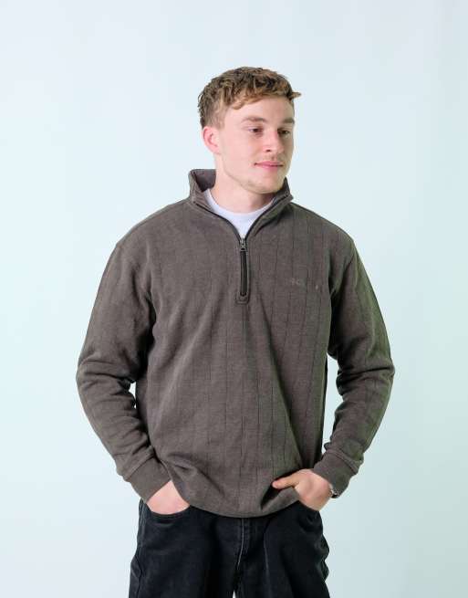 Vintage Colombia Quarter Zip L Knit Sweatshirt Charcoal Grey