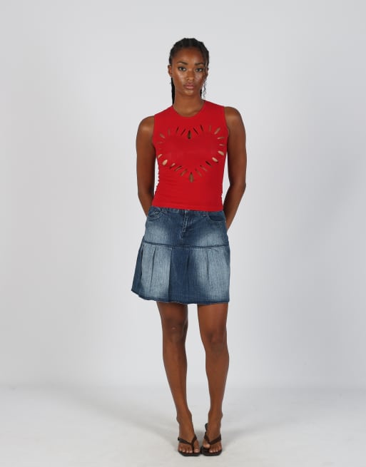 Vintage Colours of the World S denim mini skirt in blue, 1 of 4