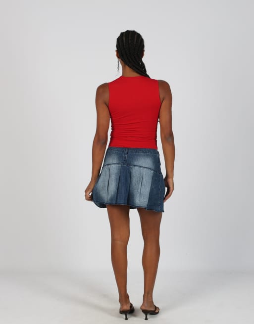 Vintage Colours of the World S denim mini skirt in blue, 3 of 4