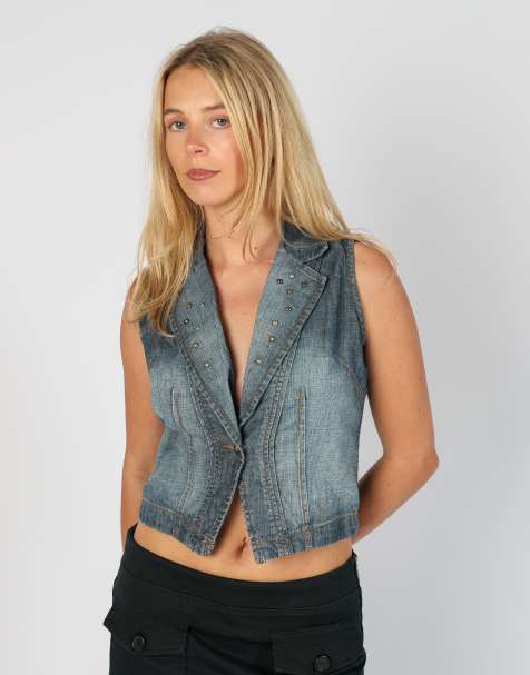 Vintage Colours of the World S denim waistcoat in blue - view 1