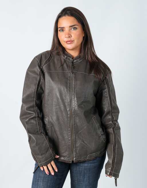 Vintage Conbipel L leather jacket in brown