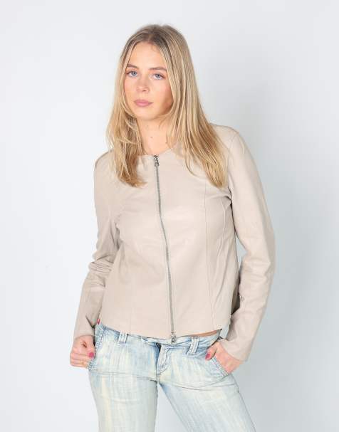 Vintage Conbipel M leather jacket in beige - view 1