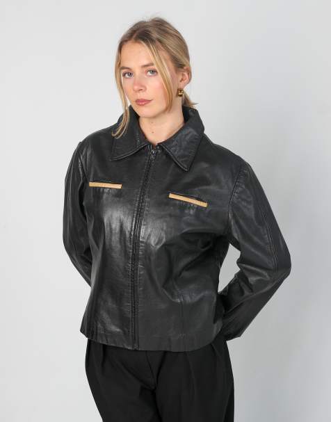 Vintage Conbipel M leather jacket in black - view 1