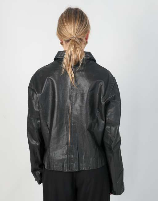 Vintage Conbipel M leather jacket in black, 2 of 4