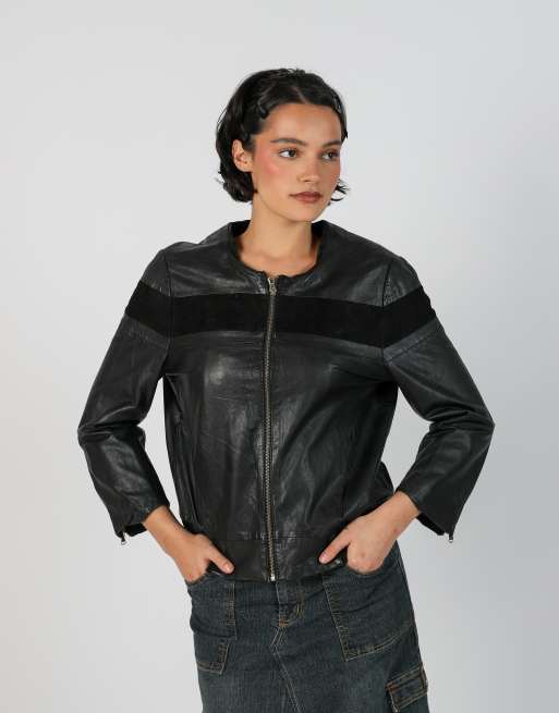 Vintage Conbipel M leather jacket in black, 3 of 4
