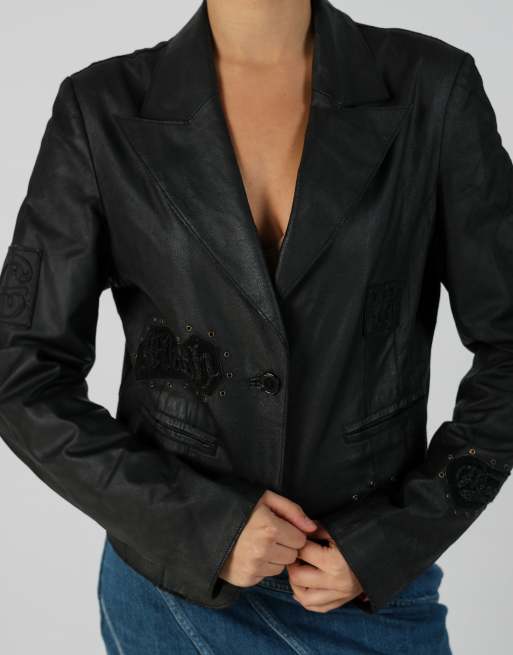 Vintage Conbipel M leather jacket in black, 4 of 4