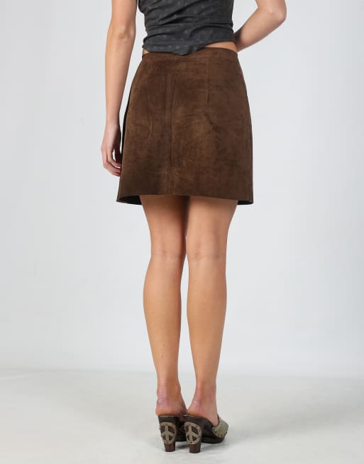 Vintage Conbipel XS leather mini skirt in brown, 2 of 4