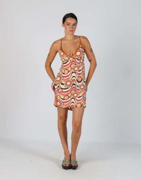 Vintage Controcorrente S printed woven mini dress in peach - view 1