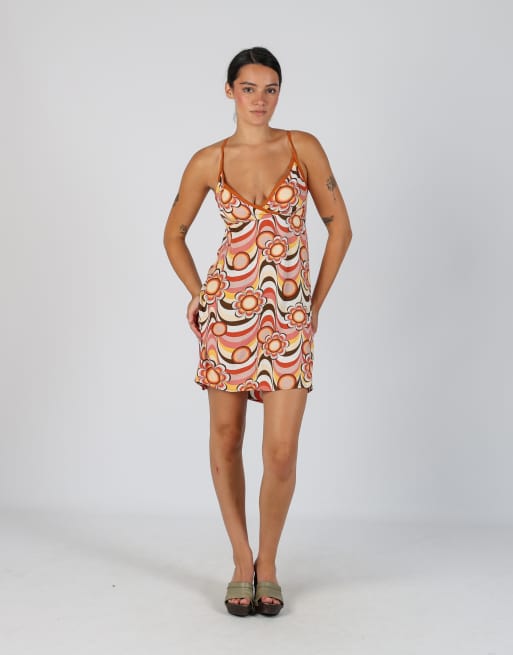 Vintage Controcorrente S printed woven mini dress in peach