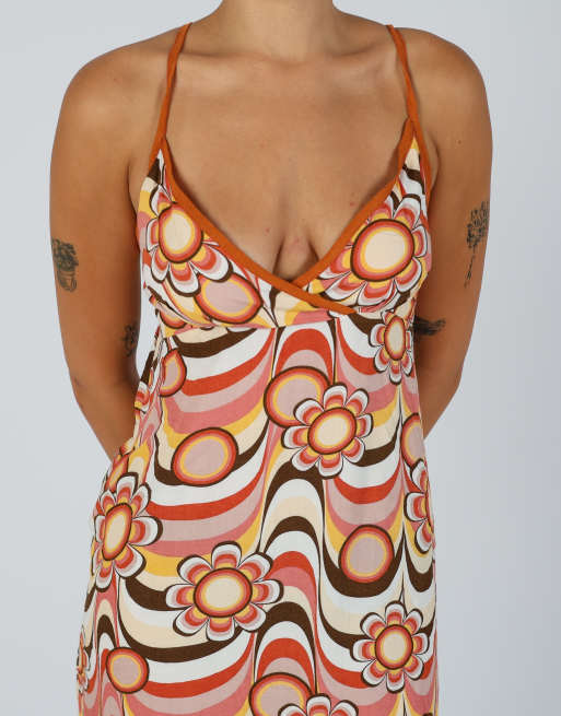 Vintage Controcorrente S printed woven mini dress in peach, 4 of 4