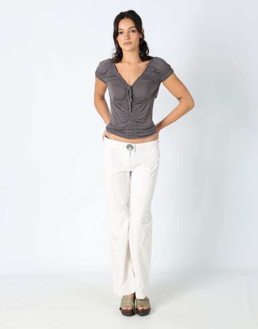 Vintage Cop Copine 8 woven trousers ivory