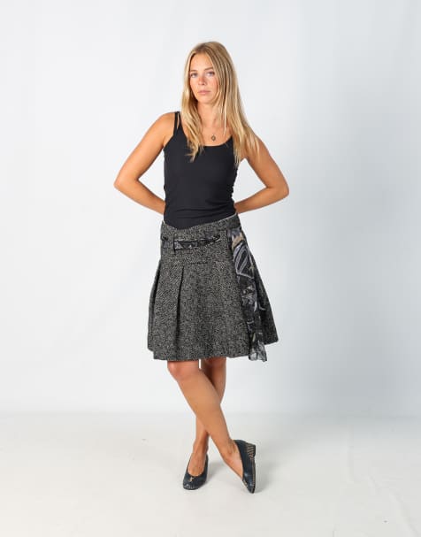 Vintage Cop Copine M woven midi skirt in grey - view 1