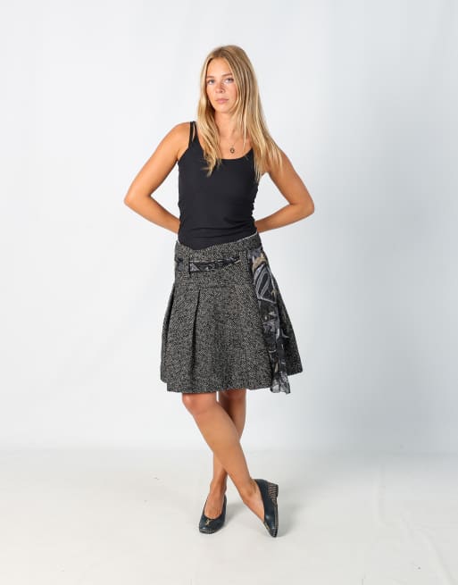 Vintage Cop Copine M woven midi skirt in grey