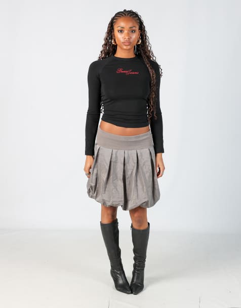 Vintage Cop Copine M woven midi skirt in grey - view 1