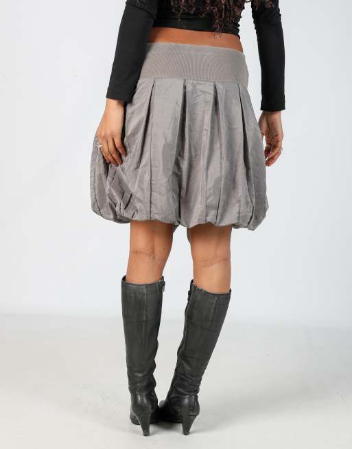 Vintage Cop Copine M woven midi skirt in grey | ASOS