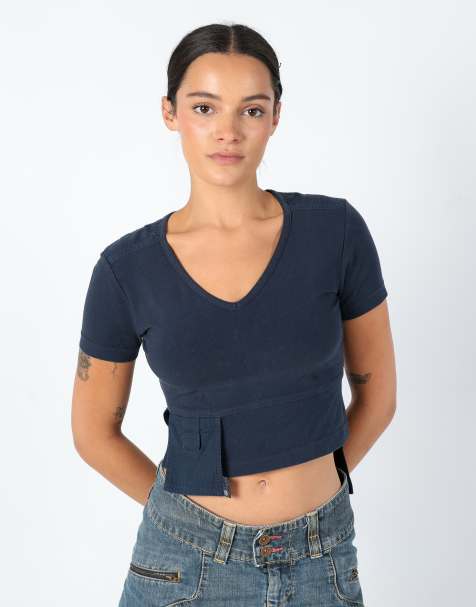 Vintage Cop Copine M Woven Top Navy Blue - view 1